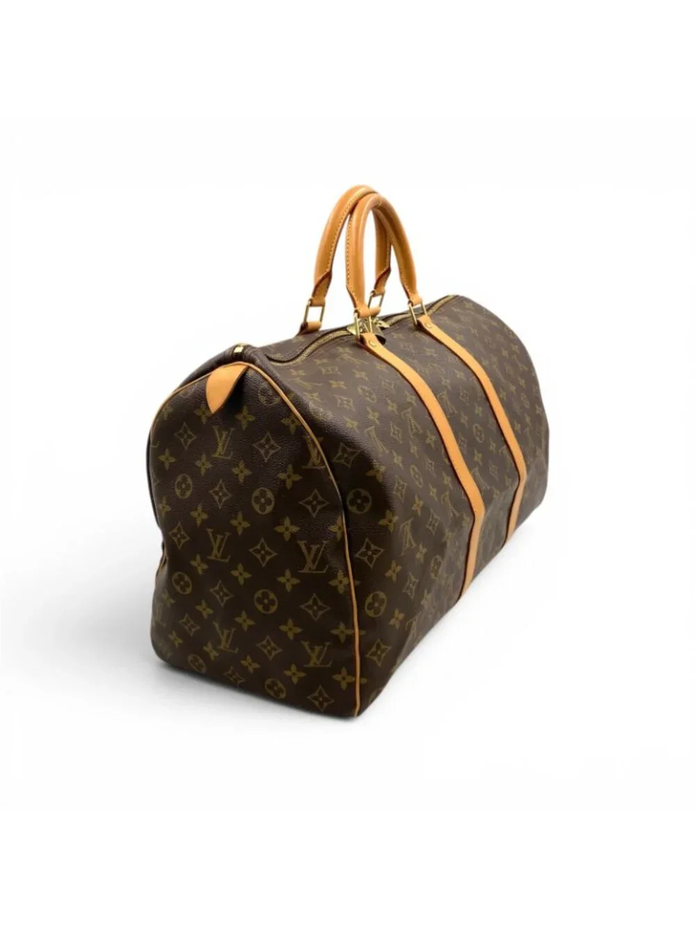 Louis Vuitton Keepall 50 Monogram Leather Brown Light Boston Bag Gold